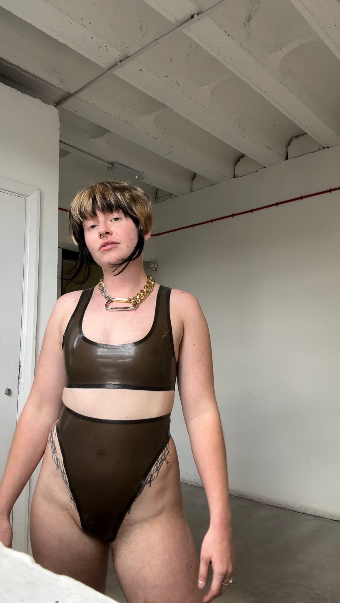 High Waisted Latex Thong