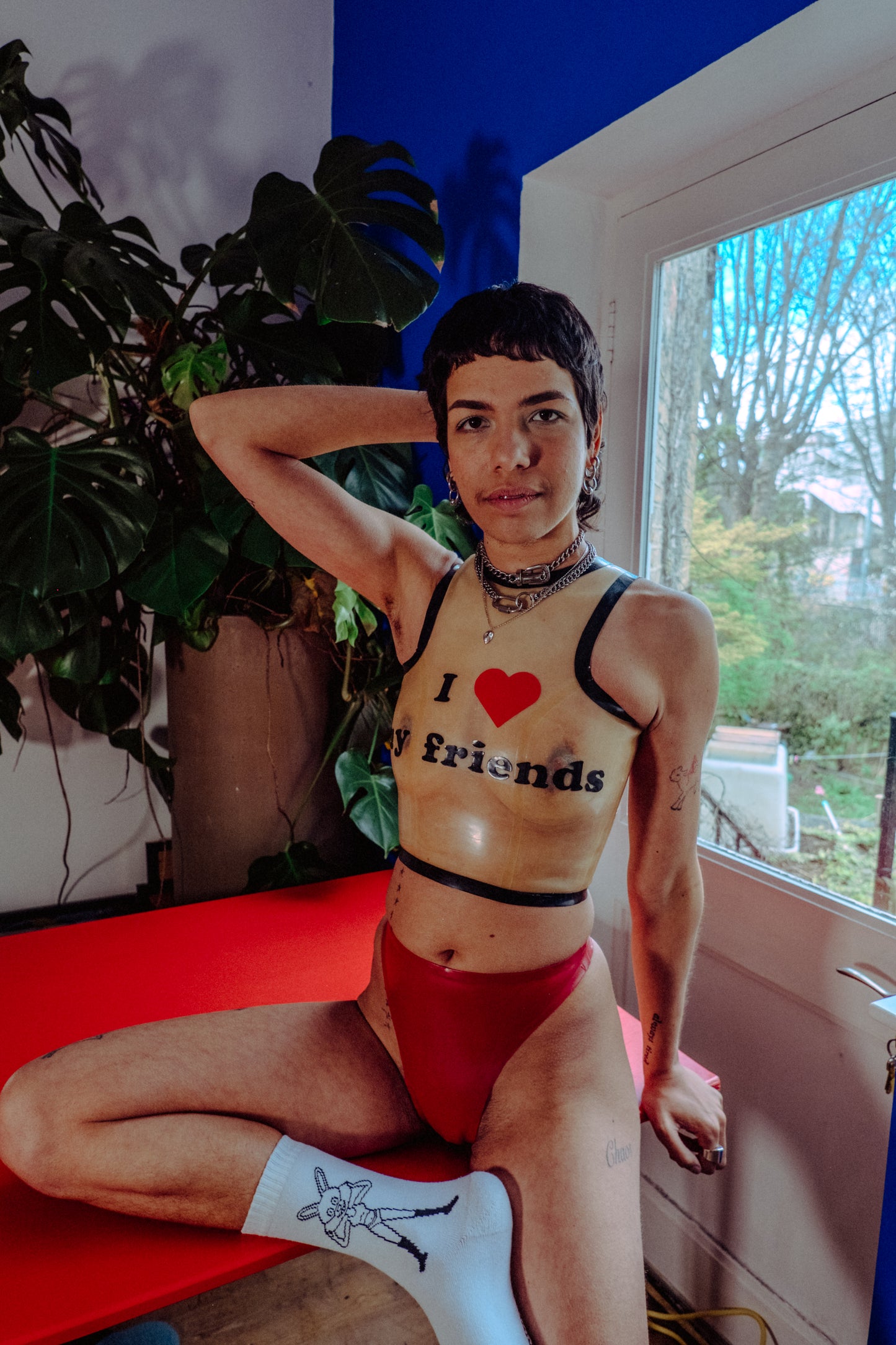 I <3  Slogan Racer Crop Top