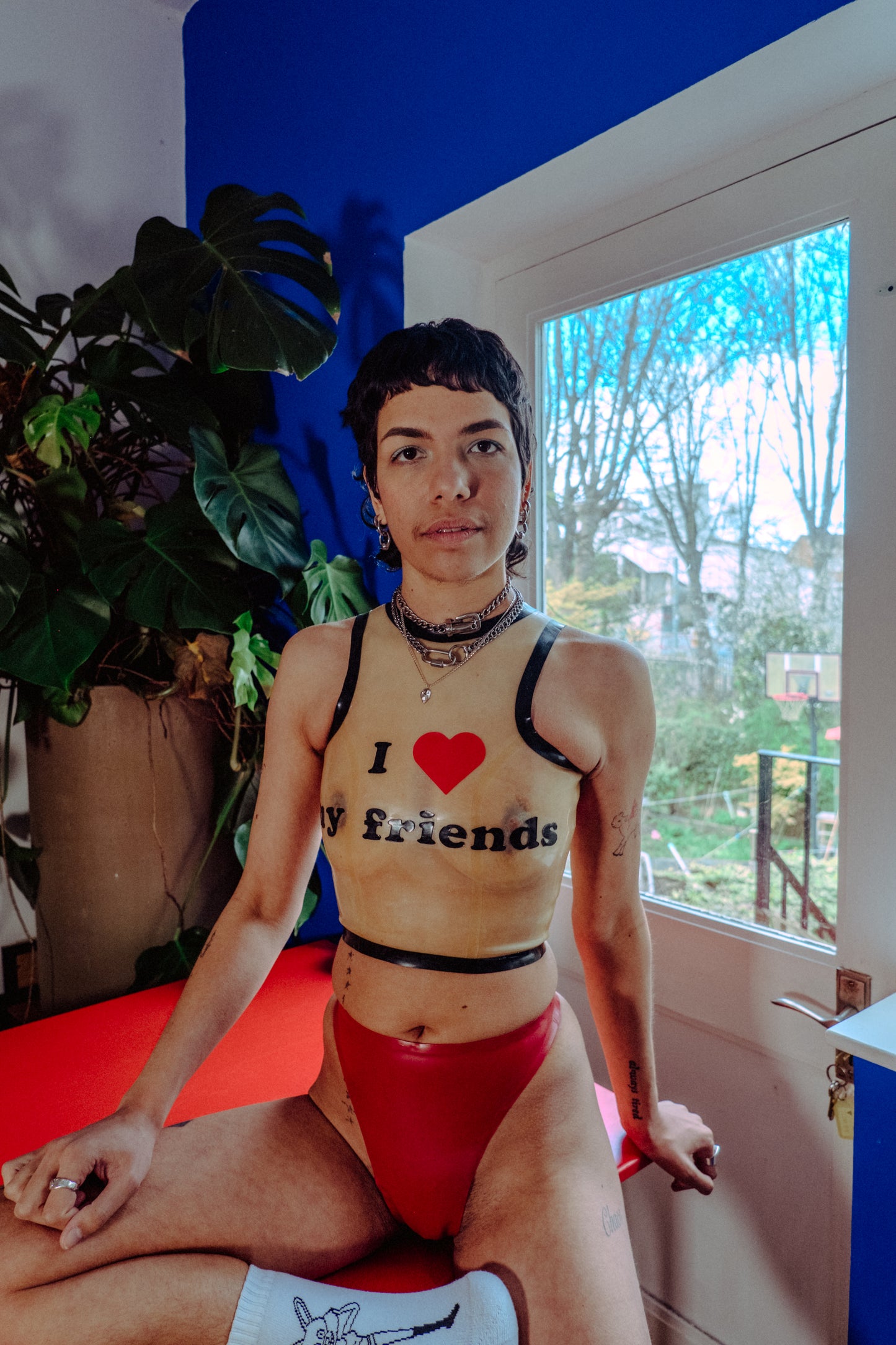 I <3  Slogan Racer Crop Top