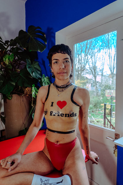 I <3  Slogan Racer Crop Top