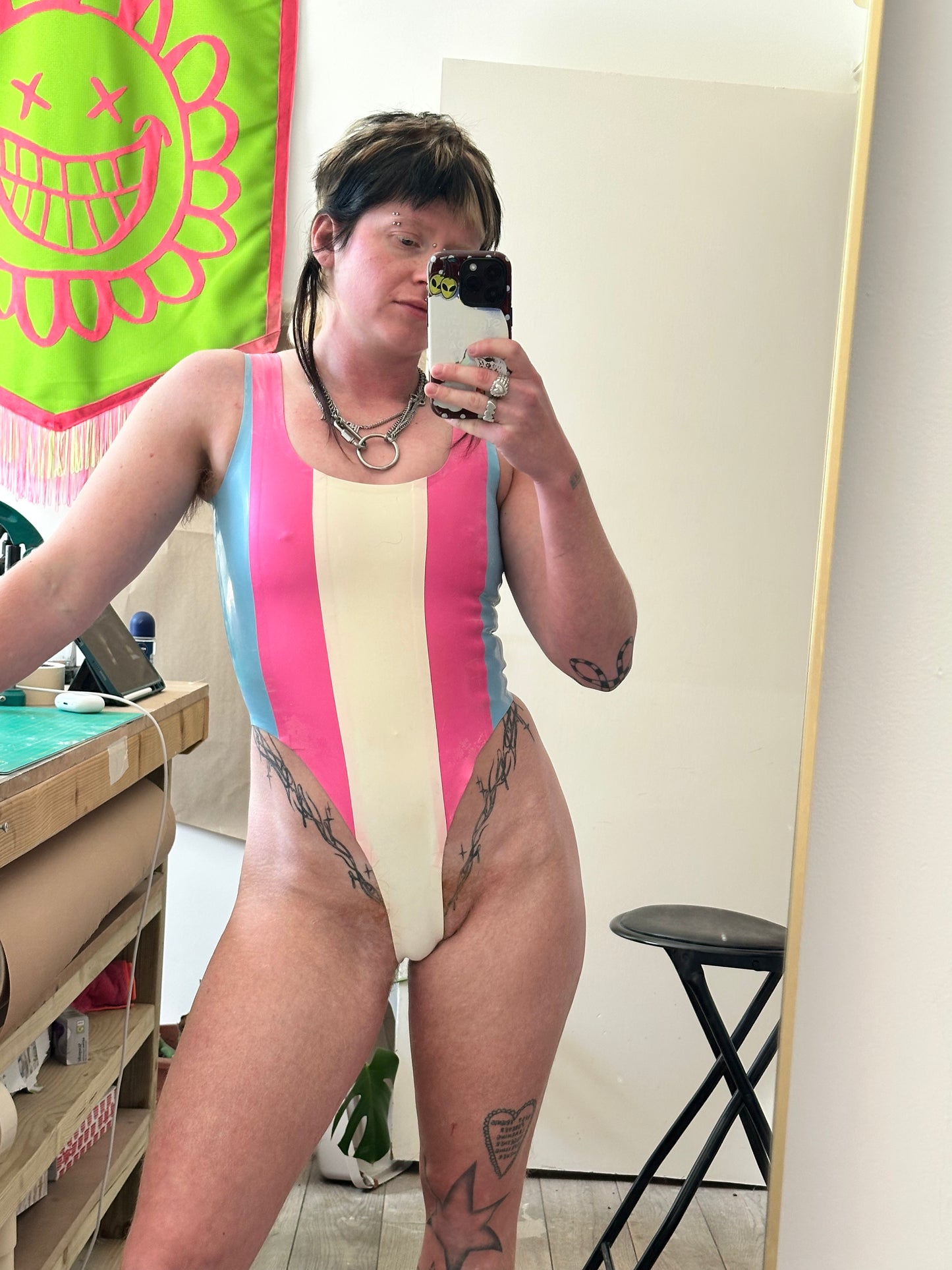 Trans flag bodysuit