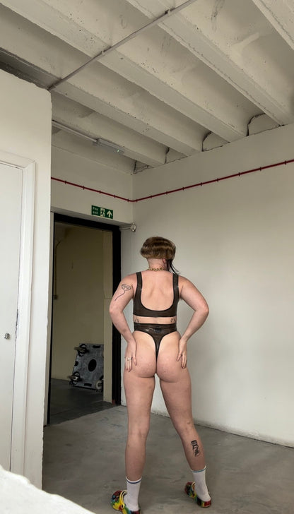 High Waisted  Latex Thong